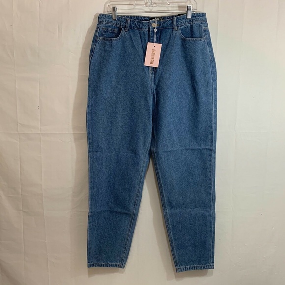 Missguided Womens NWT Riot Highwaisted Mom Jeans in Rigid Blue Size 12R / UK 16R - Picture 1 of 6